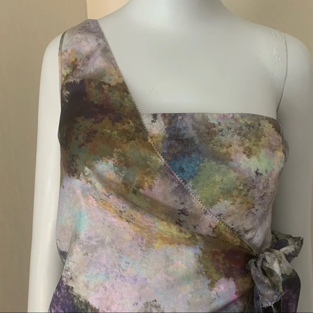 NWT SACHIN + BABI Silk Monet Ankasa Vickie Dress One Shoulder Wrap Pastel Size 4 - Picture 6 of 16
